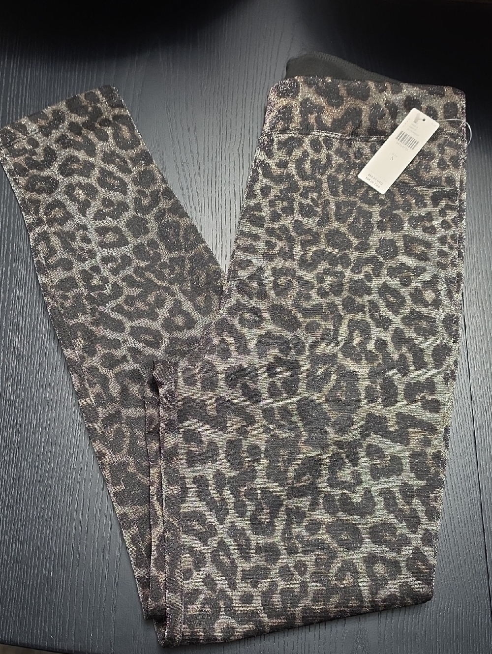 Anthropologie Leopard Print Skinny Pants in Black and Gold